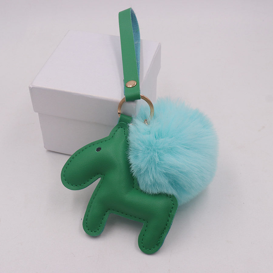Wholesale of Green Pony PU Leather Keychains